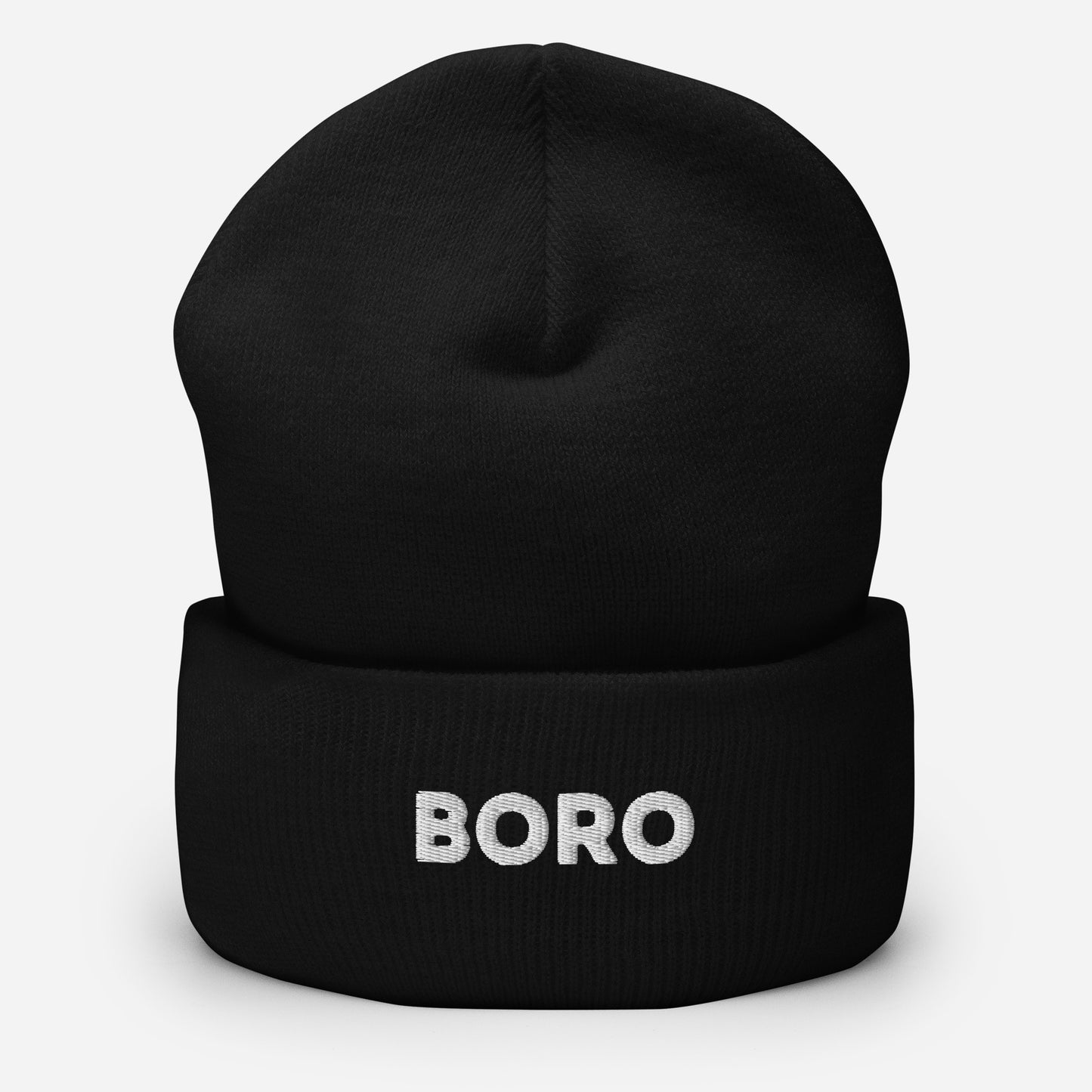 Boro (White embroidery) Cuffed Beanie Hat