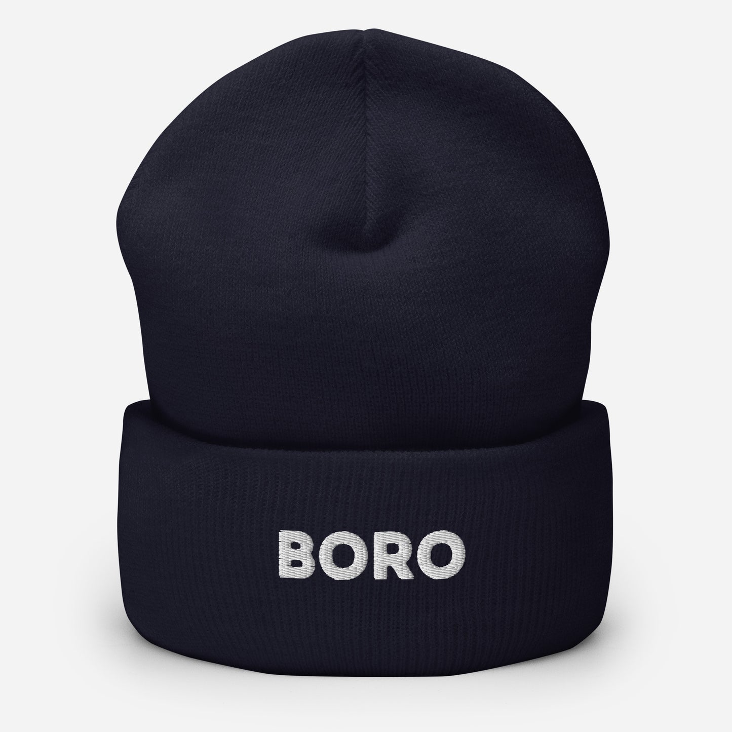 Boro (White embroidery) Cuffed Beanie Hat