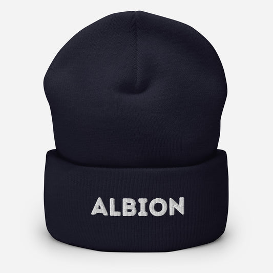 Albion (White embroidery) Cuffed Beanie Hat