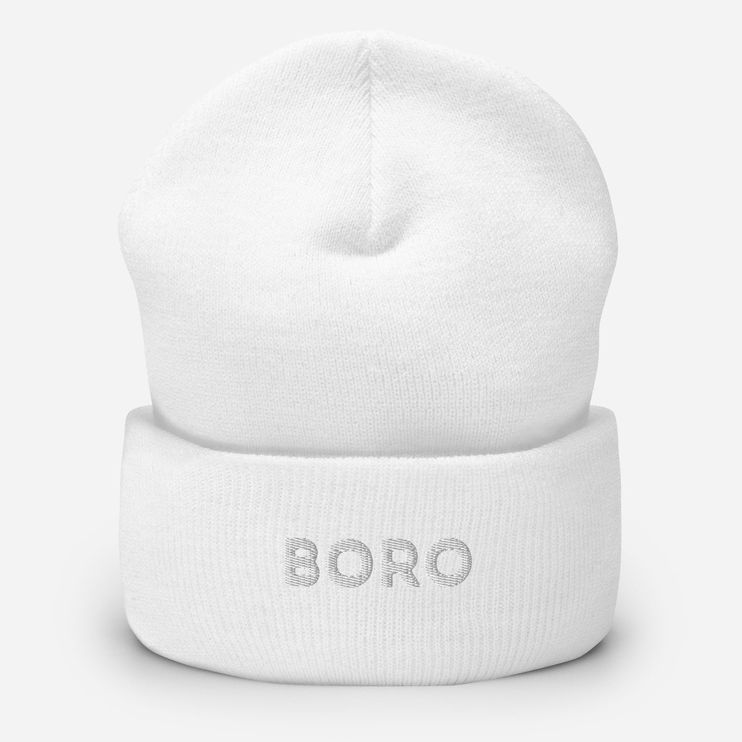 Boro (White embroidery) Cuffed Beanie Hat
