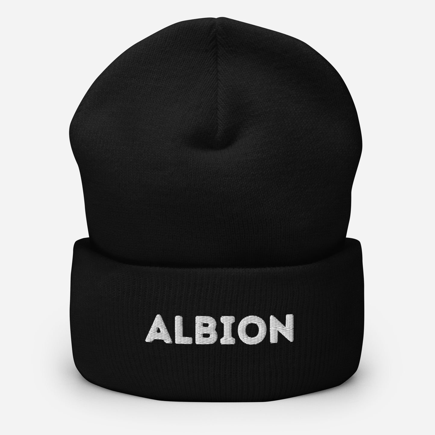 Albion (White embroidery) Cuffed Beanie Hat